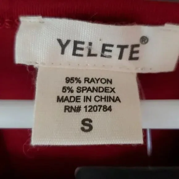 NWY Yelete ASYMMETRICAL burgundy tunic length top SZ SM - Picture 3 of 4